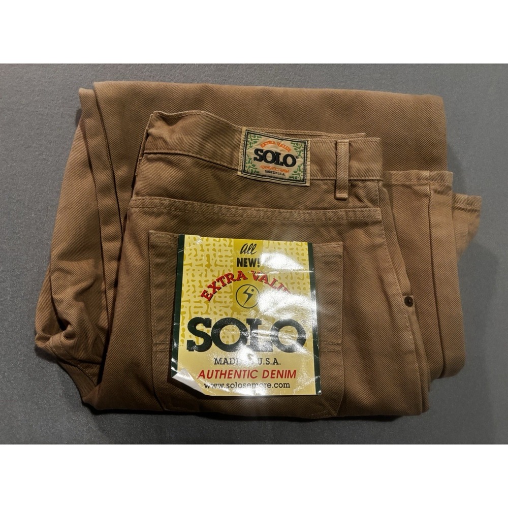 NEW Vintage 90s Solo Semore Jeans Mens 36 Wide Baggy Skater Khaki Denim USA